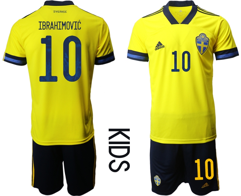 Youth 2021 European Cup Sweden home yellow #10 Soccer Jersey1-0